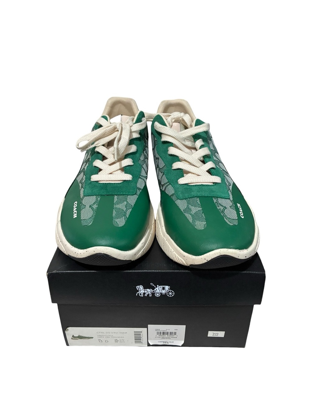 Coach Ctysl Sig Shny RNNR Green/Chalk C8814 Men’s size 13 D